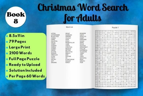 Christmas Word Search Puzzle Book 8: A Complete KDP Interiors Solution